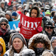 Image for article titled Amy Klobuchar fans braved a blizzard to watch her 2020 US presidential bid announcement